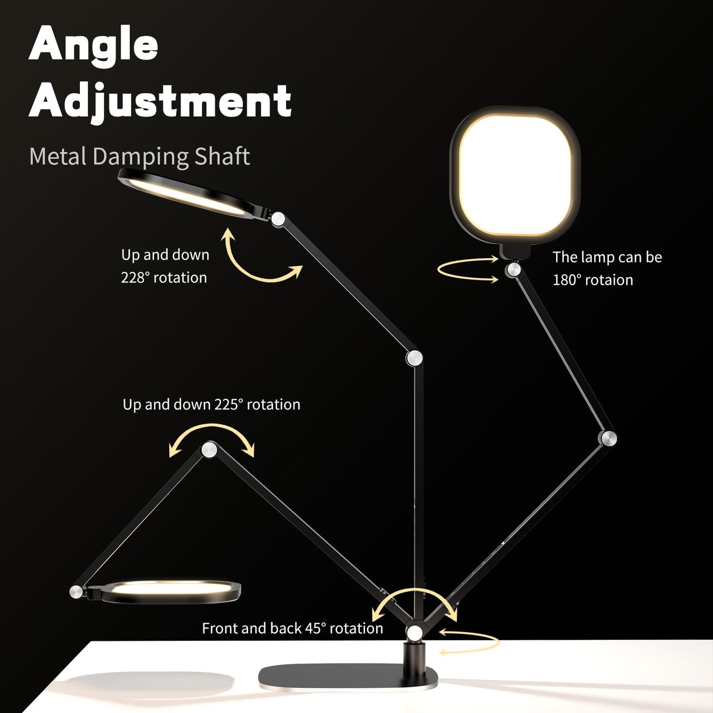 LED Desk Lamp for Home Office, Desk Light for Video Calls, 3 Color Temperature 10 Brightness Computer Light, Dimmable Led Desk Light with Memory & Timer Function, Metal Swing Arm Architect Desk Lamp