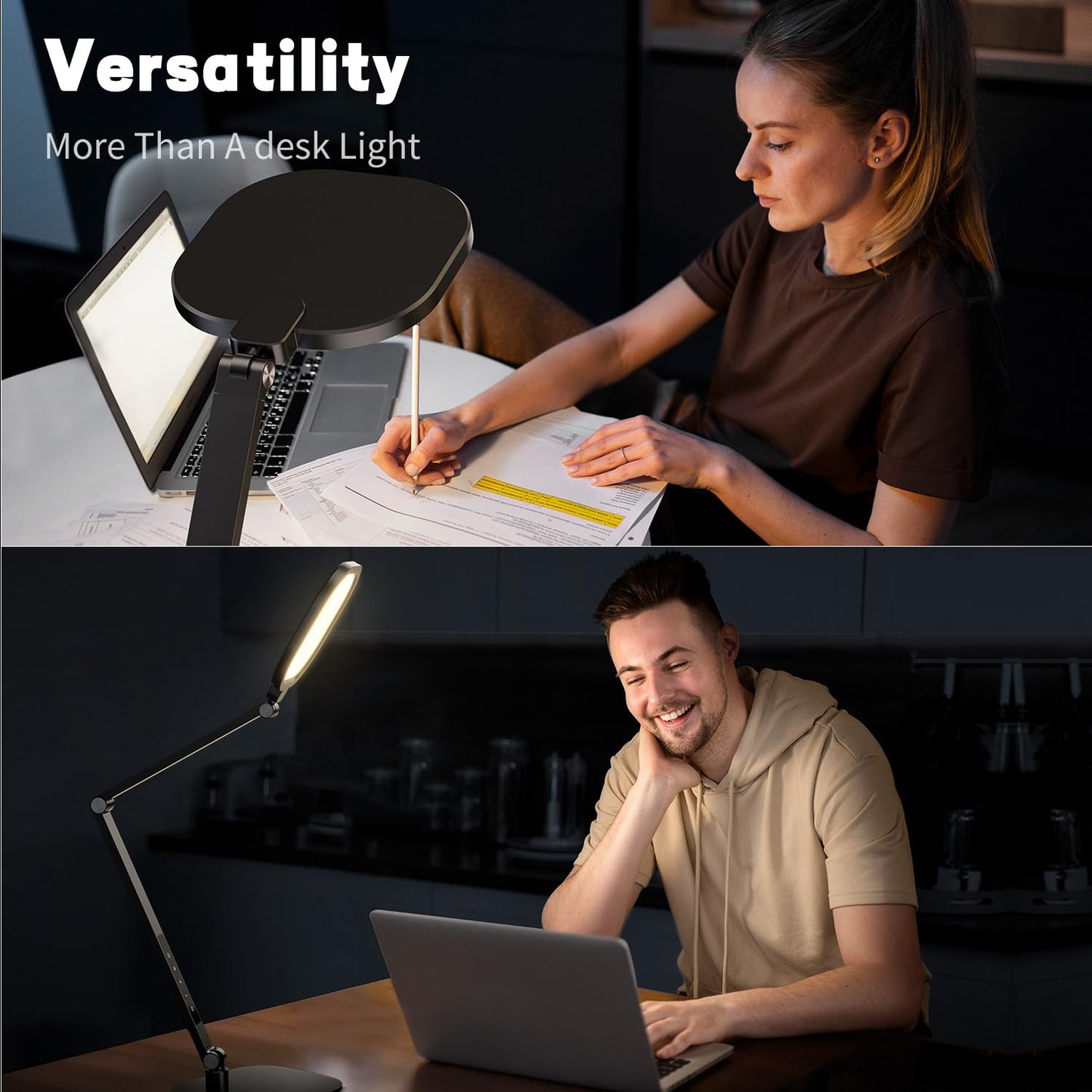 LED Desk Lamp for Home Office, Desk Light for Video Calls, 3 Color Temperature 10 Brightness Computer Light, Dimmable Led Desk Light with Memory & Timer Function, Metal Swing Arm Architect Desk Lamp