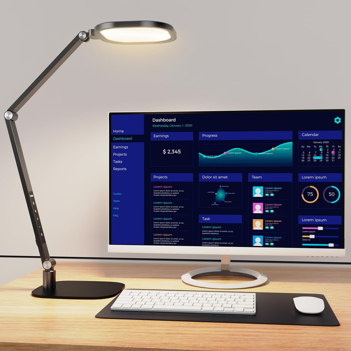 LED Desk Lamp for Home Office, Desk Light for Video Calls, 3 Color Temperature 10 Brightness Computer Light, Dimmable Led Desk Light with Memory & Timer Function, Metal Swing Arm Architect Desk Lamp