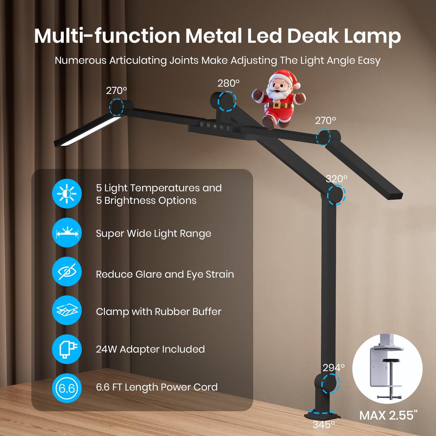 Ultra Bright Architect Desk Lamp with Clamp,Transformable LED Desk Lamp for Home Office,Tall Overhead Led Desk Light[41" Long Dimmable Light Bar],Auto Dimmable Desktop Table Lamp for Drawing Hobby Use