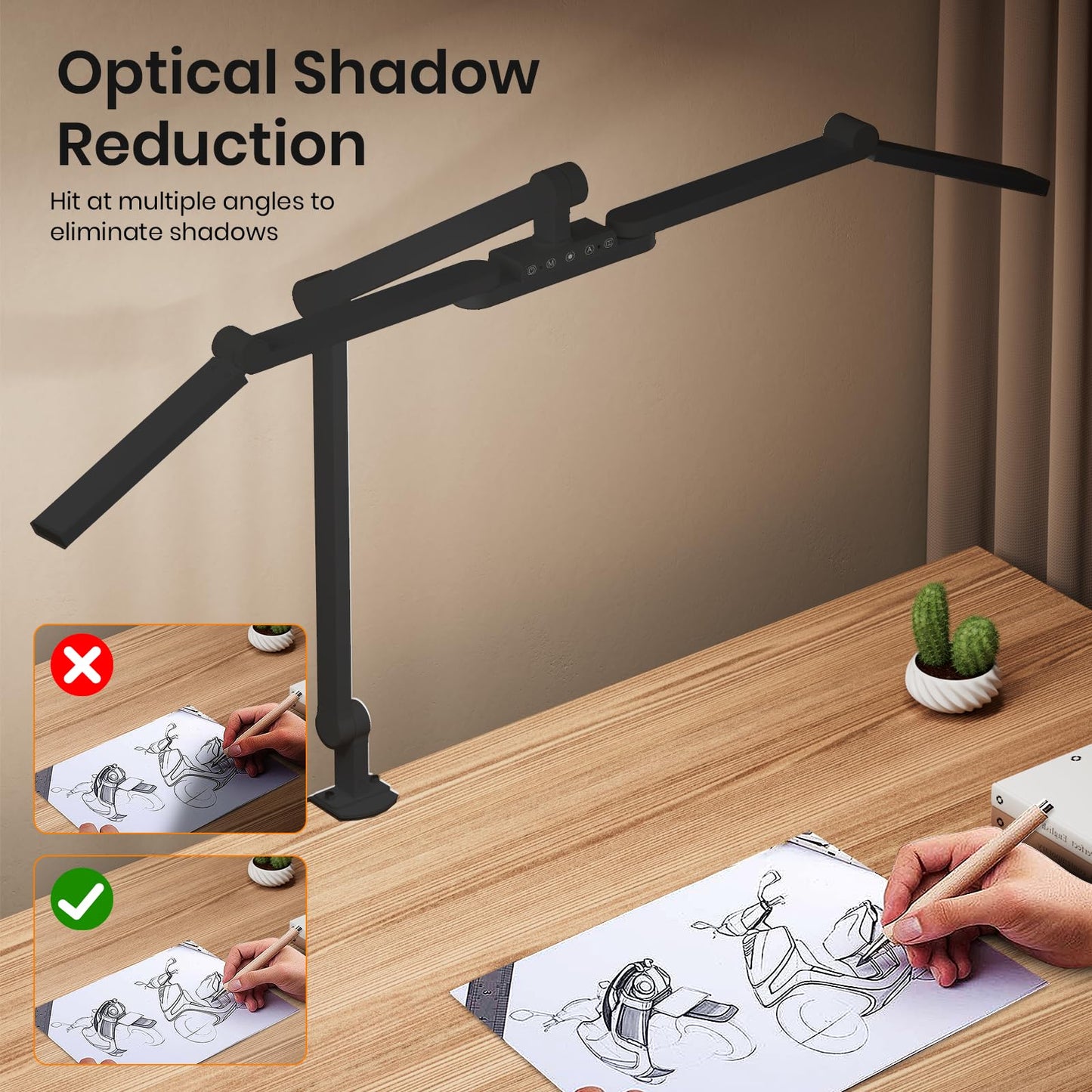 Ultra Bright Architect Desk Lamp with Clamp,Transformable LED Desk Lamp for Home Office,Tall Overhead Led Desk Light[41" Long Dimmable Light Bar],Auto Dimmable Desktop Table Lamp for Drawing Hobby Use